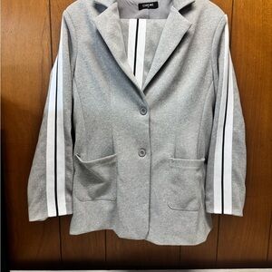 ChicMe Gray Women's Pant Suit with Striped Sleeves